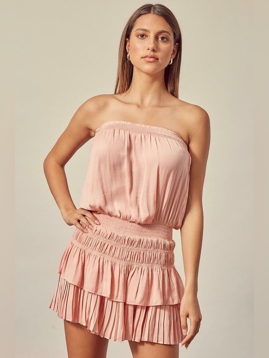 Pants Store Dresses & Skirts - Pants Store Strapless Blouson Tiered Mini Dress - Pink